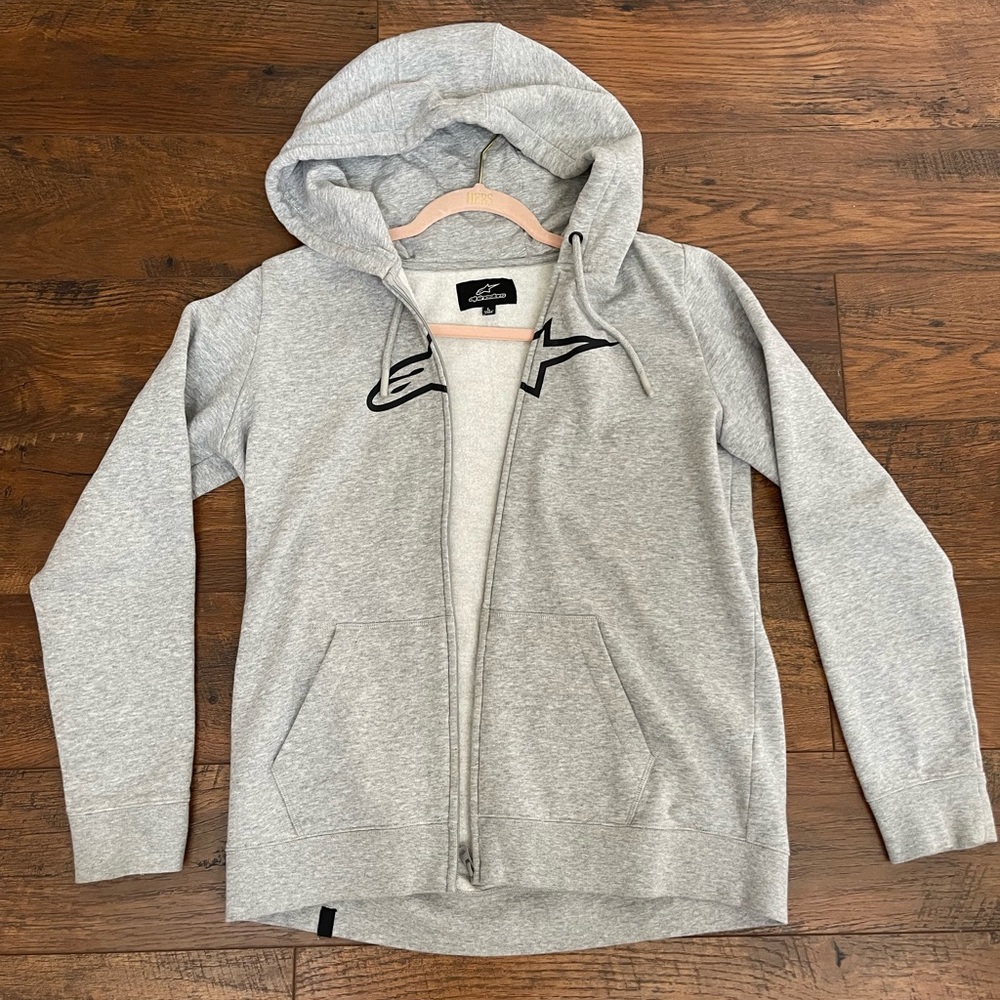 Gray Alpinestars Zip-Up Jacket with Hoodie